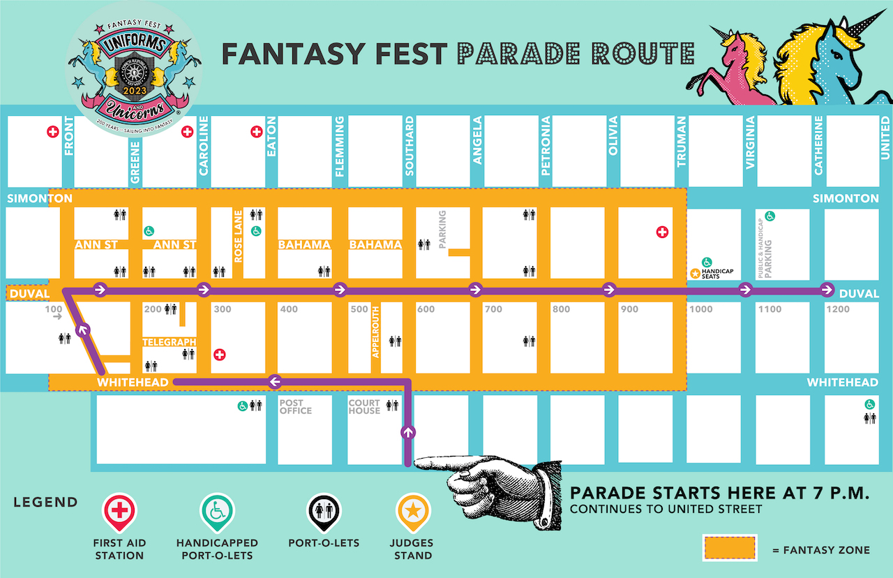 Fantasy Fest Parade Route Map